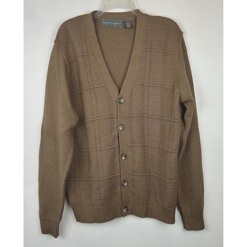 Cardigan Sweater Mens Large Beige Capsule Grandpa Academia Preppy Retro